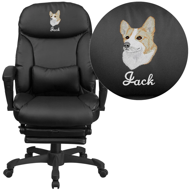 Embroidered High Back Black Leather Executive Reclining Swivel Chair With Comfort Coil Seat Springs And Arms - By Flash Furniture - Madison Seating 3 Embroidered High Back Black Leather Executive Reclining Swivel Chair With Comfort Coil Seat Springs And Arms - By Flash Furniture - Madison Seating