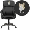 Embroidered High Back Black Leather Executive Swivel Chair With Lumbar Support Knob With Arms - By Flash Furniture - Madison Seating