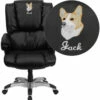 Embroidered High Back Black Leather OverStuffed Executive Swivel Chair With Fully Upholstered Arms - By Flash Furniture - Madison Seating -furniture Shop Embroidered High Back Black Leather OverStuffed Executive Swivel Chair with Fully Upholstered Arms by Flash Furniture