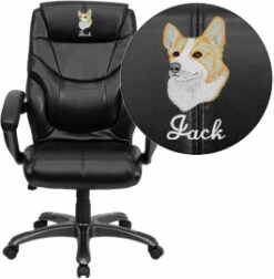 Embroidered High Back Black Leather Overstuffed Executive Swivel Chair With Arms - By Flash Furniture - Madison Seating