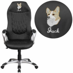 Embroidered High Back Black Vinyl Executive Swivel Chair With Arms - By Flash Furniture - Madison Seating