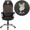 Embroidered High Back Brown Fabric And Black Vinyl Executive Swivel Chair With Arms - By Flash Furniture - Madison Seating -furniture Shop Embroidered High Back Brown Fabric and Black Vinyl Executive Swivel Chair with Arms by Flash Furniture