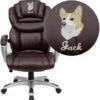 Embroidered High Back Brown Leather Executive Swivel Chair With Arms - By Flash Furniture - Madison Seating