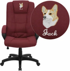 Embroidered High Back Burgundy Fabric Executive Swivel Chair With Arms - By Flash Furniture - Madison Seating