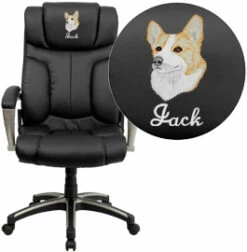 Embroidered High Back Folding Black Leather Executive Swivel Chair With Arms - By Flash Furniture - Madison Seating