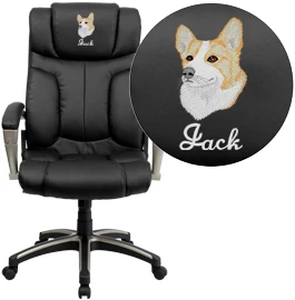 Embroidered High Back Folding Black Leather Executive Swivel Chair With Arms - By Flash Furniture - Madison Seating 3 Embroidered High Back Folding Black Leather Executive Swivel Chair With Arms - By Flash Furniture - Madison Seating