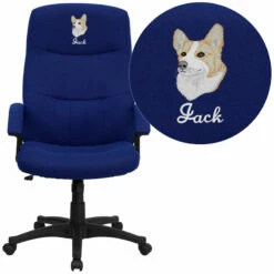 Embroidered High Back Navy Blue Fabric Executive Swivel Chair With Arms - By Flash Furniture - Madison Seating