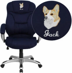 Embroidered High Back Navy Blue Microfiber Contemporary Executive Swivel Chair With Arms - By Flash Furniture - Madison Seating