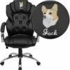 Embroidered High Back Transitional Style Black Leather Executive Swivel Chair With Arms - By Flash Furniture - Madison Seating -furniture Shop Embroidered High Back Transitional Style Black Leather Executive Swivel Chair with Arms by Flash Furniture