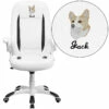 Embroidered High Back White Leather Executive Swivel Chair With Flip-Up Arms - By Flash Furniture - Madison Seating -furniture Shop Embroidered High Back White Leather Executive Swivel Chair with Flip Up Arms by Flash Furniture