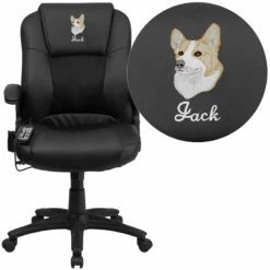Embroidered Massaging Black Leather Executive Swivel Chair With Arms - By Flash Furniture - Madison Seating