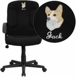 Embroidered Mid-Back Black Fabric Executive Swivel Chair With Nylon Arms - By Flash Furniture - Madison Seating