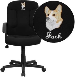 Embroidered Mid-Back Black Fabric Executive Swivel Chair With Nylon Arms - By Flash Furniture - Madison Seating 3 Embroidered Mid-Back Black Fabric Executive Swivel Chair With Nylon Arms - By Flash Furniture - Madison Seating
