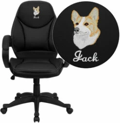 Embroidered Mid-Back Black Leather Contemporary Executive Swivel Chair With Arms - By Flash Furniture - Madison Seating