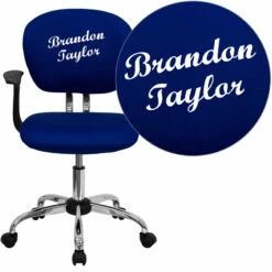 Embroidered Mid-Back Blue Mesh Swivel Task Chair With Chrome Base And Arms - By Flash Furniture - Madison Seating