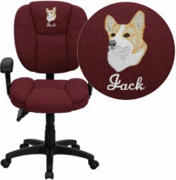 Embroidered Mid-Back Burgundy Fabric Multifunction Ergonomic Swivel Task Chair With Adjustable Arms - By Flash Furniture - Madison Seating