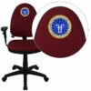 Embroidered Mid-Back Burgundy Fabric Multifunction Swivel Task Chair With Adjustable Lumbar Support And Adjustable Arms - By Flash Furniture - Madison Seating -furniture Shop Embroidered Mid Back Burgundy Fabric Multifunction Swivel Task Chair with Adjustable Lumbar Support and Adjustable Arms by Flash Furniture