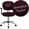 Embroidered Mid-Back Burgundy Mesh Swivel Task Chair With Chrome Base And Arms - By Flash Furniture - Madison Seating -furniture Shop Embroidered Mid Back Burgundy Mesh Swivel Task Chair with Chrome Base and Arms by Flash Furniture