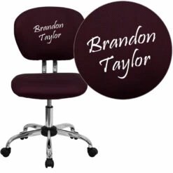 Embroidered Mid-Back Burgundy Mesh Swivel Task Chair With Chrome Base - By Flash Furniture - Madison Seating