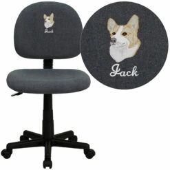 Embroidered Mid-Back Gray Fabric Swivel Task Chair - By Flash Furniture - Madison Seating