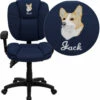 Embroidered Mid-Back Navy Blue Fabric Multifunction Ergonomic Swivel Task Chair With Adjustable Arms - By Flash Furniture - Madison Seating