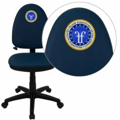 Embroidered Mid-Back Navy Blue Fabric Multifunction Swivel Task Chair With Adjustable Lumbar Support - By Flash Furniture - Madison Seating