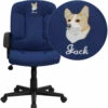 Embroidered Mid-Back Navy Fabric Executive Swivel Chair With Nylon Arms - By Flash Furniture - Madison Seating -furniture Shop Embroidered Mid Back Navy Fabric Executive Swivel Chair with Nylon Arms by Flash Furniture