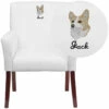 Embroidered White Leather Executive Side Reception Chair With Mahogany Legs - By Flash Furniture - Madison Seating -furniture Shop Embroidered White Leather Executive Side Reception Chair with Mahogany Legs by Flash Furniture