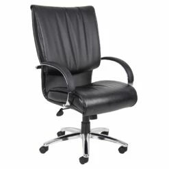 Executive Office Chair With Chrome Finish - With Spring Tilt By Boss Office Products - Madison Seating