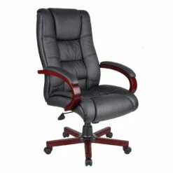 Executive Office Chair With Mahogany Finish By Boss Office Products - Madison Seating