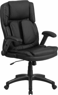 Extreme Comfort High Back Black Leather Executive Swivel Chair With Flip-Up Arms - By Flash Furniture - Madison Seating