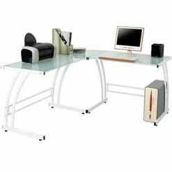 Gamma Office Desk In White By LumiSource - Madison Seating