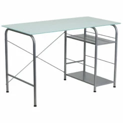 Glass Computer Desk With Open Storage - By Flash Furniture - Madison Seating