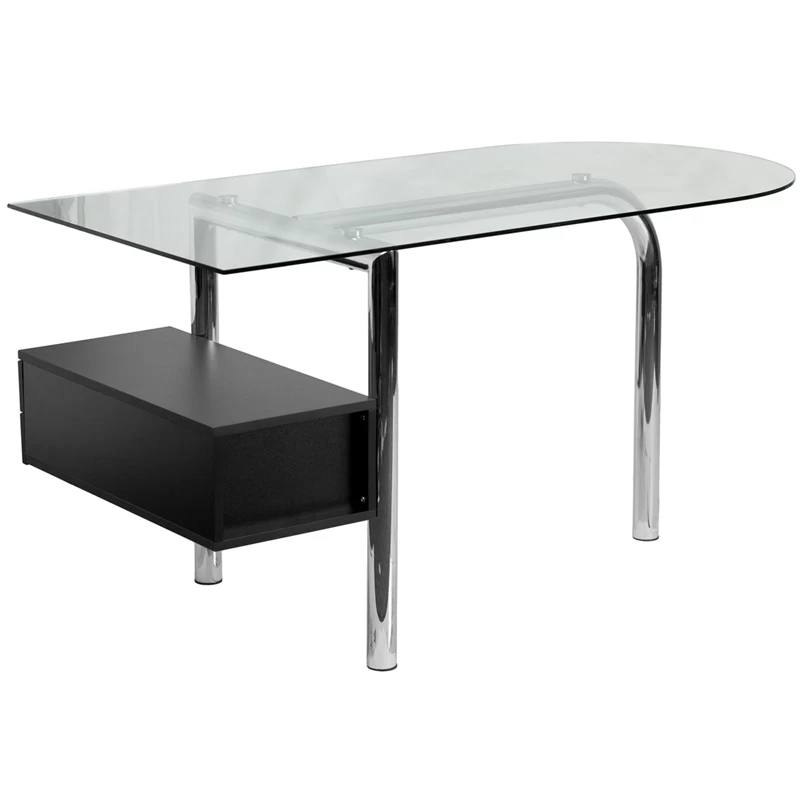 Glass Computer Desk With Two Drawer Pedestal - By Flash Furniture - Madison Seating 4 Glass Computer Desk With Two Drawer Pedestal - By Flash Furniture - Madison Seating - Image 2