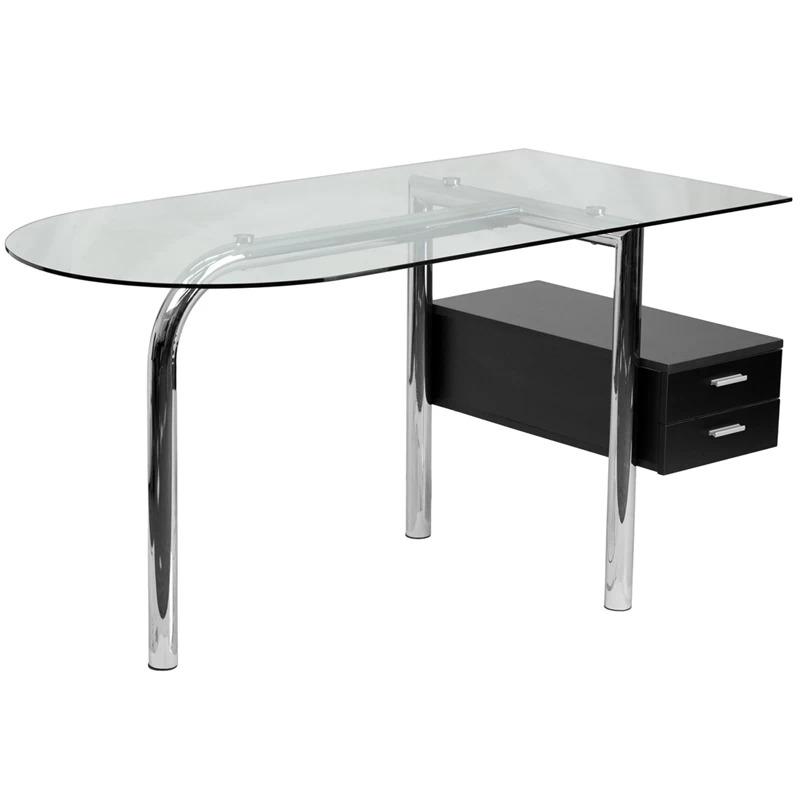Glass Computer Desk With Two Drawer Pedestal - By Flash Furniture - Madison Seating 3 Glass Computer Desk With Two Drawer Pedestal - By Flash Furniture - Madison Seating