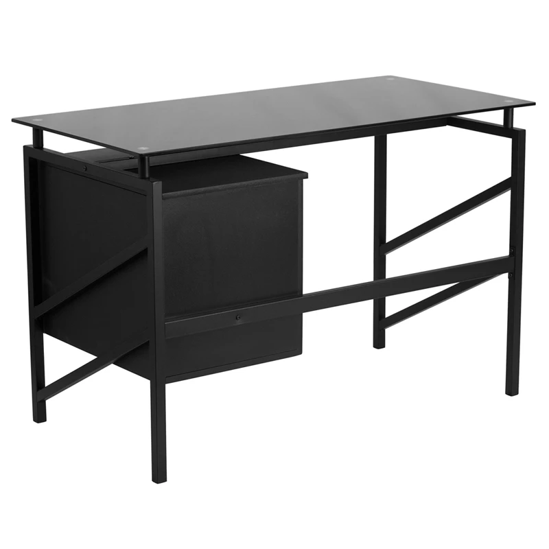 Glass Desk With Two Drawer Pedestal - By Flash Furniture - Madison Seating 4 Glass Desk With Two Drawer Pedestal - By Flash Furniture - Madison Seating - Image 2