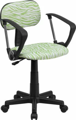 Green And White Zebra Print Swivel Task Chair With Arms - By Flash Furniture - Madison Seating