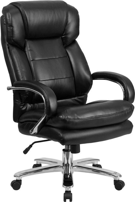 HERCULES Series 24/7 Intensive Use Big & Tall 500 Lb. Rated Black Leather Executive Swivel Chair With Loop Arms - By Flash Furniture - Madison Seating 3 HERCULES Series 24/7 Intensive Use Big & Tall 500 Lb. Rated Black Leather Executive Swivel Chair With Loop Arms - By Flash Furniture - Madison Seating