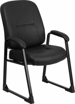 HERCULES Series Big & Tall 400 Lb. Rated Black Leather Executive Side Chair With Sled Base - By Flash Furniture - Madison Seating