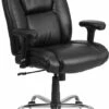 HERCULES Series Big & Tall 400 Lb. Rated Black Leather Swivel Task Chair With Adjustable Arms - By Flash Furniture - Madison Seating