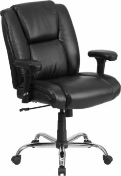 HERCULES Series Big & Tall 400 Lb. Rated Black Leather Swivel Task Chair With Adjustable Arms - By Flash Furniture - Madison Seating
