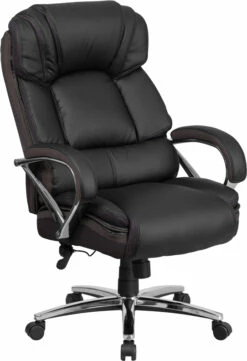 HERCULES Series Big & Tall 500 Lb. Rated Black Leather Executive Swivel Chair With Chrome Base And Arms - By Flash Furniture - Madison Seating