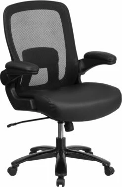 HERCULES Series Big & Tall 500 Lb. Rated Black Mesh Executive Swivel Chair With Leather Seat And Adjustable Lumbar - By Flash Furniture - Madison Seating