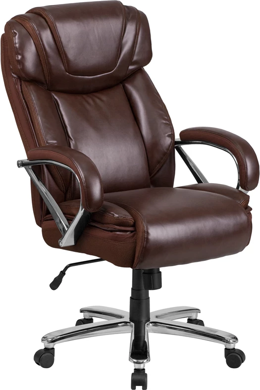 HERCULES Series Big & Tall 500 Lb. Rated Brown Leather Executive Swivel Chair With Extra Wide Seat - By Flash Furniture - Madison Seating 3 HERCULES Series Big & Tall 500 Lb. Rated Brown Leather Executive Swivel Chair With Extra Wide Seat - By Flash Furniture - Madison Seating
