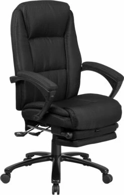 High Back Black Fabric Executive Reclining Swivel Office Chair With Comfort Coil Seat Springs And Padded Arms - By Flash Furniture - Madison Seating