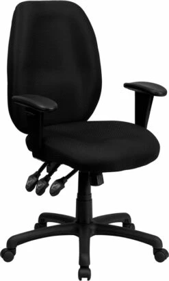 High Back Black Fabric Multifunction Ergonomic Executive Swivel Chair With Adjustable Arms - By Flash Furniture - Madison Seating