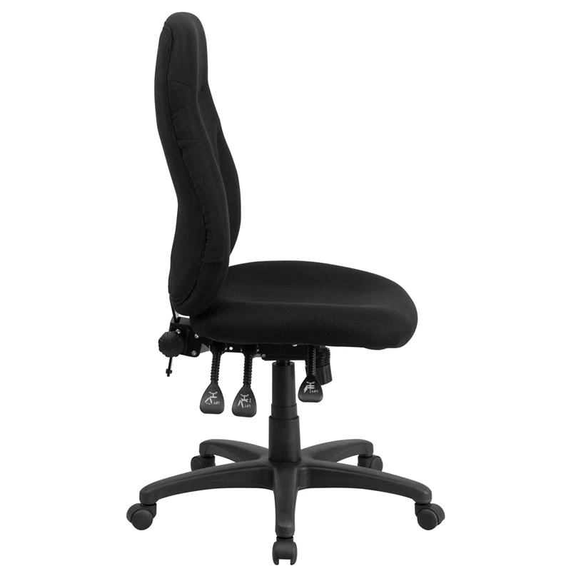 High Back Black Fabric Multifunction Ergonomic Swivel Task Chair - By Flash Furniture - Madison Seating 4 High Back Black Fabric Multifunction Ergonomic Swivel Task Chair - By Flash Furniture - Madison Seating - Image 2