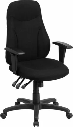 High Back Black Fabric Multifunction Ergonomic Swivel Task Chair With Adjustable Arms - By Flash Furniture - Madison Seating