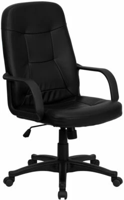 High Back Black Glove Vinyl Executive Swivel Chair With Arms - By Flash Furniture - Madison Seating