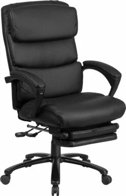 High Back Black Leather Executive Reclining Swivel Chair With Comfort Coil Seat Springs And Arms - By Flash Furniture - Madison Seating